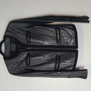 Veda black leather jacket Womens Size Medium Black Luxury Suede Trim